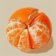 an orange cut in half sitting on top of a table