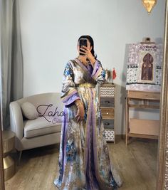 Moroccan takschita made of silk with a belt,consisting of two pieces ,handcrafted with golden threads and decorated buttons .perfect for special occasions ,it features elegance and luxury. Caftan Moroccan, Moroccan Dress, Moroccan Caftan, Dress Clothes For Women, Two Pieces, Art Collection, Special Occasion, Dress Outfits, Bathing Beauties