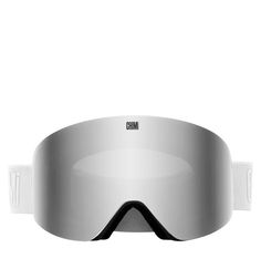 the goggles are white and have black straps