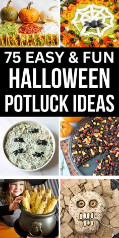 halloween party appetizers easy Halloween Buffet Food, Halloween Potluck Recipes, Halloween Potluck Ideas, Halloween Main Dish, Work Potluck, Easy Halloween Party Food, Delicious Halloween Treats