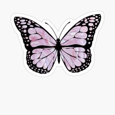 a pink butterfly sticker on a white background