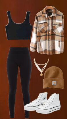 Fall fit!🧡🤍 #outfitinspo Fall T Shirt Outfit, Simple But Cute Outfits For School, Fall Outfits Women Warm Weather, Cute Fall Outfits With Skirts, Cute Outfits With Leggings Casual, How To Style A Plaid Shirt, Chilly Weather Outfits Casual, Football Games Outfit, Cute Date Outfits For Winter