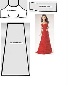 the paper doll is wearing a red dress