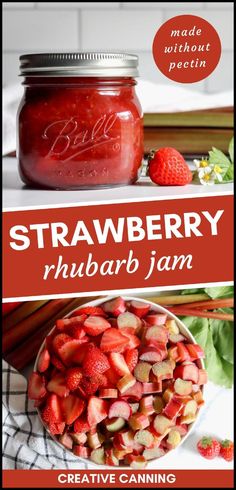 Discover the delight of the best Strawberry Rhubarb Jam Without Pectin, a star in our Strawberry Canning Recipes. This jam marries the tartness of rhubarb with the sweetness of strawberries in a perfect spring preserve, using just 4 simple ingredients. Ideal for spreading on toast or swirling into yogurt. Check out more Strawberry Canning Recipes at Creative Canning. Strawberry Rhubarb Jam No Pectin, Best Strawberry Rhubarb Jam, Strawberry Rhubarb Preserves, Jam Recipes For Canning, Strawberry Canning, Preserve Strawberries, Easter Jello, Homemade Jam Recipes, Canning Fruit Recipes