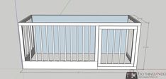 a drawing of a dog kennel with the top section cut out and measurements on it