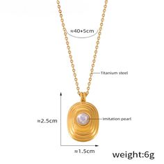 Style: Female Material: Titanium Steel, Imitation Pearl Pearl Type: Uncultured Pearl Color: White Necklace Length: 40+5cm Pendant size: 1.5*2.5cm Mabe Pearl, White Necklace, Pearl Types, Pearl Color, Gold Pendant Necklace, Pearl Ring, Pearl Pendant, Necklace Length, Pearl Bracelet