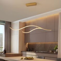 Modern Waves Shaped Island Chandelier Dining Room - Dazuma Island Light Fixtures, Island Chandelier, Linear Pendant Light, Pendant Light Styles, Metal Pendant Light, Light Style, Linear Pendant, Dining Room Chandelier, Light Bulb Types