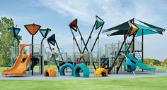 children's play equipment in the park on a sunny day