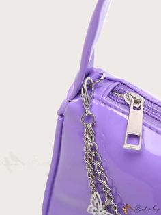 BirdinBag - Compact Metal Butterfly Decor Clutch Bag Purple Rectangular Shoulder Bag With Zipper, Purple Satchel Shoulder Bag, Portable Purple Satchel Shoulder Bag, Purple Pouch Shoulder Bag With Zipper Closure, Purple Zipper Closure Pouch Shoulder Bag, Mark Metal, Butterfly Decor, Metal Butterfly, Butterfly Decorations