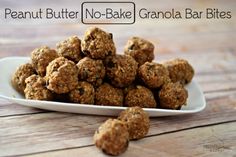 no bake granola balls on a plate with the words, just butter no - bake granola balls