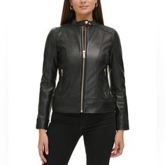 Brand New Genuine Leather Jacket, Guess, Black Color, Size Xs. Price Is Final. Guess Leather Jacket Woman, Genuine Leather Jackets, Leather Jacket Black, Leather Jackets, Black Color, Genuine Leather, Leather Jacket, Jackets For Women, Jackets & Coats