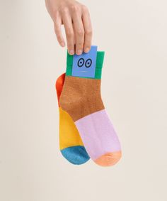 A new color blocked crew sock. Your shoes just got a multi-color companion to elevate their mismatch energy. Sock Inspiration, Retro Socks, Charlotte Stone, Kids Loafers, Socks Design, Sock Design, Luxury Socks, Collegiate Style