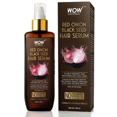 About this item Worried about unmanageable, tangled, dull hair? Revive your strands post washing with a shine enhancing dose of red onion seed oil and potent antioxidant vitamin C. Onion Hair Serum is just the product for you. It is a shine-enhancing, frizz control, hair growth, hair restoring, water-based hair serum that contains red onion seed oil extract, black seed oil, saw palmetto seed oil, watercress and Indian cress. What makes the hair serum just right for you? It is loaded with high percentage of natural actives. Red Onion Seed Oil extract is rich in minerals and sulfur that help to strengthen the strands and improve blood circulation to the roots. Black Seed Oil is rich in essential fatty acids that help to add smoothness and shine to your strands. Watercress has antioxidants an Hair Serum For Hair Growth, Hair Fall Oil, Regrowth Hair, Wow Skin Science, Onion Hair, Onion For Hair, Skin Science, Black Seed Oil, Greasy Hair Hairstyles