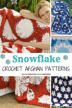 crochet afghan patterns with snowflake designs on them and text overlay that says,'snowflake crochet afghan patterns '