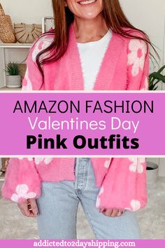 The best cute casual valentines day outfits for women on Amazon. Celebrate the valentines day holiday in style with these pink outfit ideas! Fuchsia Outfit, Pink Outfit Ideas, Red Black Dress