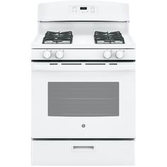 a white stove with two burners and an oven door on the top, in front of a white background