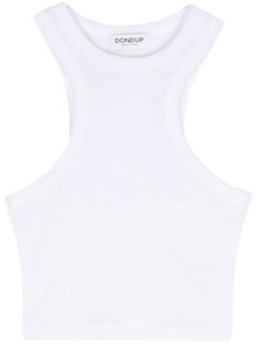 white cotton fine ribbed crew neck sleeveless racerback cropped straight hem Tank Top White, Wedding Guest Looks, City Dress, Summer Beach Wear, Ballet Flat Shoes, Ski Wear, White Tank Top, Cami Tanks, Lady Dior