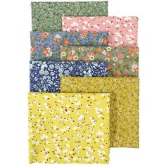 six different colors of fabric with flowers on them