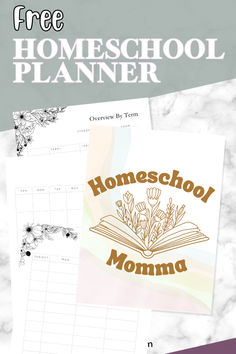 the free homeschool planner is shown with flowers on it