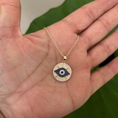 New Gold Plated Over 925 Real Sterling Silver Round Cz Blue Evil Eye Necklace 16” To 18” Inches Adjustable Chain 2pc Set Item#Sh-Dgp1766gp-002000 Blue Cubic Zirconia Jewelry With Pave Setting, Blue Round Jewelry With Pave Setting, Blue Cubic Zirconia Diamond Necklace For Gift, Blue Sterling Silver Jewelry With Diamond Eyes, Blue Cubic Zirconia Round Diamond Necklace, Blue Cubic Zirconia Diamond Necklace, Blue Sterling Silver Necklace With Diamond Eyes, Tarnish Resistant Cubic Zirconia Round Charm Necklaces, Tarnish Resistant Round Cubic Zirconia Charm Necklaces