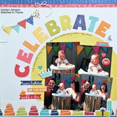 a scrapbook page with an image of babies