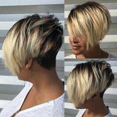 Short Hairstyles With Highlights, Hairstyles With Highlights, Layered Pixie Cut, Shaved Side Hairstyles, Side Hairstyles