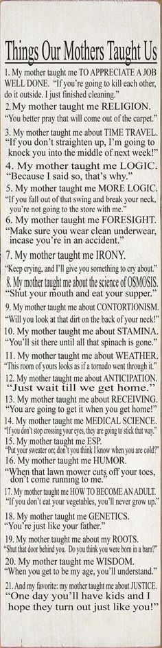 an old newspaper page with the words things our mothers taught us