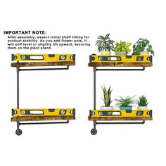 three shelves with plants on them and the words important note