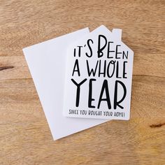 two cards that say it's been another year since you bought your home