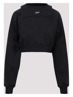 This cropped-length cotton sweatshirt with ribbed edges is the perfect addition to your casual wardrobe. Made from a blend of 95% cotton and 5% elastane, it offers comfort, style, and versatility all in one. 100% cotton construction Ribbed edges for a modern look Cropped length for a trendy silhouette | Off-White Women's Logo Detail Cotton Sweatshirt in Black | Size XS | OWBA071F23JER001 Color 1001 White Cropped Sweatshirt, Off-white Logo, Bold Logo, Urban Looks, Layered Design, Cropped Sweatshirt, Warm Hug, Black Xs, Cotton Logo