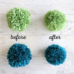 four different types of pom - poms are shown