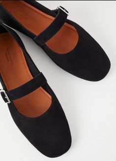 Black Suede Mary Jane Flat Shoes Vagabond Shoes, Suede Flats Shoes, Black Suede Flats, Neutral Shoes, Suede Ballet Flats, Black Shoes Women, Everyday Shoes, Shoe Boutique, Suede Flats