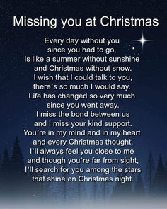 a christmas poem with the words missing you at christmas