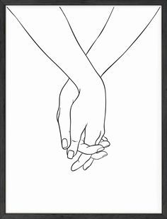 a black and white drawing of two hands holding each other