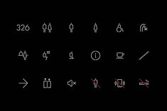 a set of different symbols on a black background