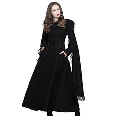 Stay warm and stylish this season in our gothic women's long black cape hooded coat. crafted with polyester 90% and viscose 10%, this goth-inspired coat will keep you cozy and fashionable. Long Black Winter Coat, Present Design, Black Hooded Coat, Alternative Indie, Black Cape, World Design, Black Winter Coat, Gothic Clothing, Magic Art