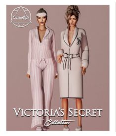 two women in pajamas and headbands standing next to each other with the caption victoria's secret custar