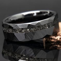 Black Diamonds Men's Wedding Band Faceted Black Ceramic Copperbeard Jewelry Non Traditional Wedding Bands Men, Custom Wedding Bands For Men, Men’s Black Engagement Ring, Mens Wedding Rings Silver Diamonds, Male Wedding Bands With Diamonds, Men S Wedding Band, Men’s Wedding Rings Diamonds, Men's Engagement Rings For Him, Unique Men’s Wedding Rings