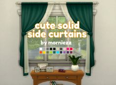 there is a small table in front of a window with the words cute solid side curtains by monizez