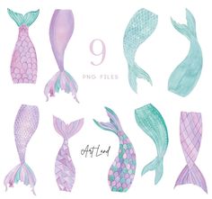 the nine mermaids are painted in pastel colors