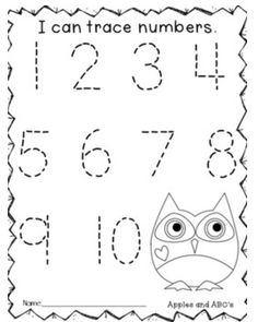 a printable worksheet with an owl and numbers