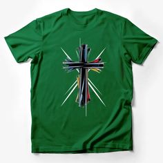 Abstract Multicolor Cross T-Shirt, Modern Christian Art Fashion Tee, Religious Symbol Apparel, Unique Design Gift Male T-Shirt Custom graphic T-Shirt.Customize your color Artistic Multicolor Crew Neck T-shirt, Artistic Green Crew Neck T-shirt, Artistic Green Cotton T-shirt, Artistic Multicolor T-shirt With Custom Print, Artistic Multicolor Custom Print T-shirt, Artistic Multicolor Letter Print T-shirt, Artistic Green T-shirt With Screen Print, Green Graphic Tee With Sublimation Design, Youth Group Shirts