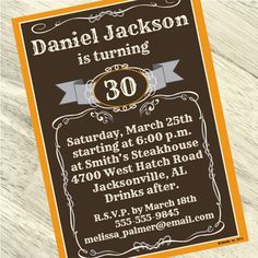 Birthday Direct's Vintage Dude 30th Birthday Custom Invitations Surprise 60th, 70th Birthday Invitations, Mens Birthday Party, 30th Birthday Invitations, 40th Birthday Invitations, 60th Birthday Party, Paper Making, Party Kit, Personalized Invitations