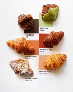 the different types of croissants are arranged in a circle on top of each other