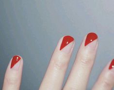 cute nail polish idea - style | beauty & makeup - red nail polish - manicure - ideas - inspiration - pretty - unique - classic - simple Triangle Nails, Chic Nail Designs, Cute Nail Polish, Minimalist Nail, Minimalist Nail Art, Red Nail Polish, Manicure Ideas, Pink Panthers, Minimalist Nails