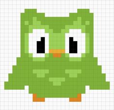 an image of a pixellated green bird