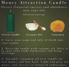 Money Candle Spell, Candle Magic Spells, Hoodoo Spells, Money Candle, Spells For Beginners