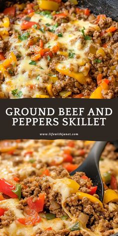 ground beef and peppers skillet in a pan