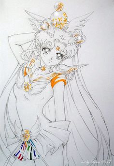 a drawing of a woman with flowers on her head and dress, in front of a white background