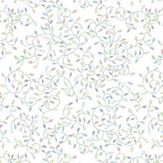 a white background with colorful leaves and circles on the bottom right corner, in pastel colors